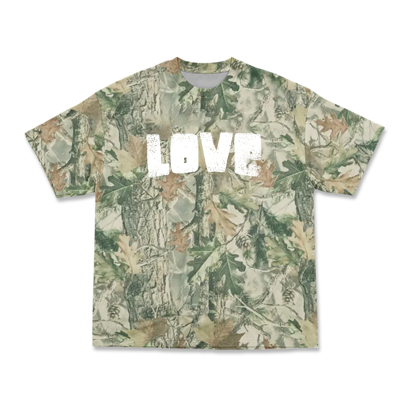 Urban Woodland Print Love Graphic T-Shirt - Green - 3XL - image 3