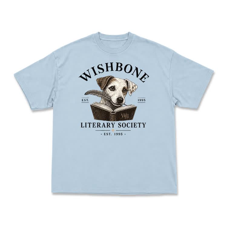 Wishbone Literary Society Vintage Dog Graphic T-Shirt - Light Blue - US16-18(2XL) - image 4