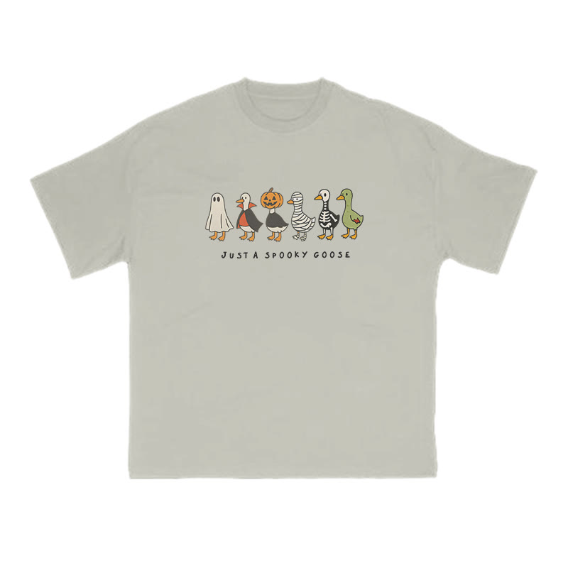 Unisex 100% Cotton Just A Spooky Goose Halloween Print T-shirt - Warm Grey - US16-18(2XL) - image 5