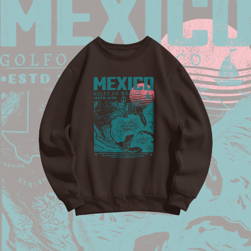 Unisex 100% Cotton Golfo De Mexico Print Sweatshirt