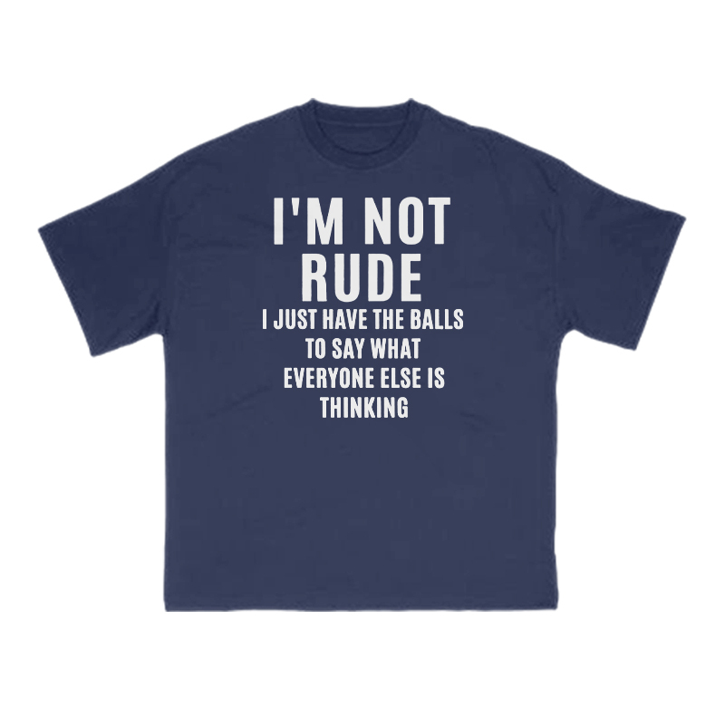 I'm Not Rude Print T-shirt - Navy Blue - US16-18(2XL) - image 8