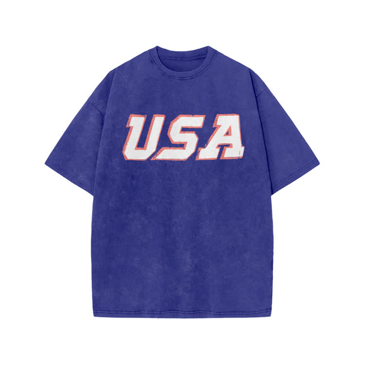 Vintage USA Graphic Print Acid Washed T-shirt - Blue - US20-22(3XL) - image 7