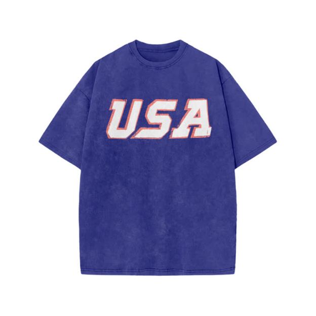 Vintage USA Graphic Print Acid Washed T-shirt - Blue - US20-22(3XL) - image 7
