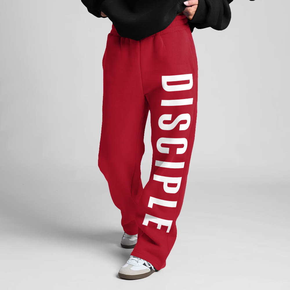 Disciple Print Straight-leg Sweatpants - Red - 5XL - image 6