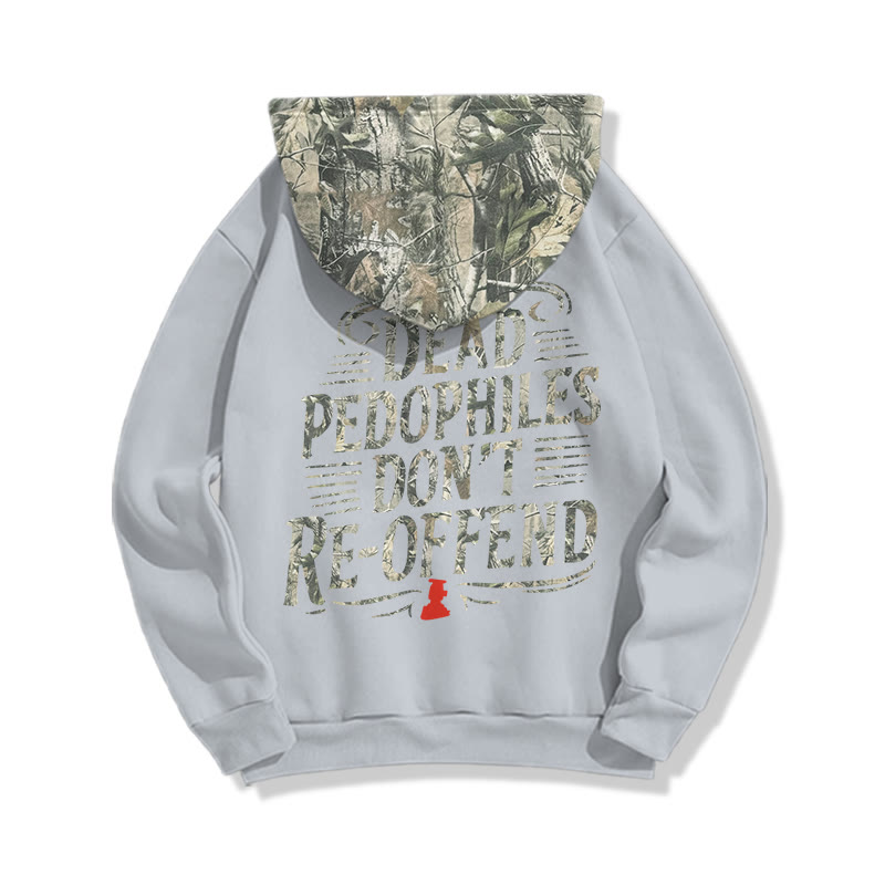 Creative Dead Pedophiles Don't Re-offend Protect The Innocent Dead Leaves Camouflage Print Causal Hoodie - Grey - US44-46(8XL) - image 3