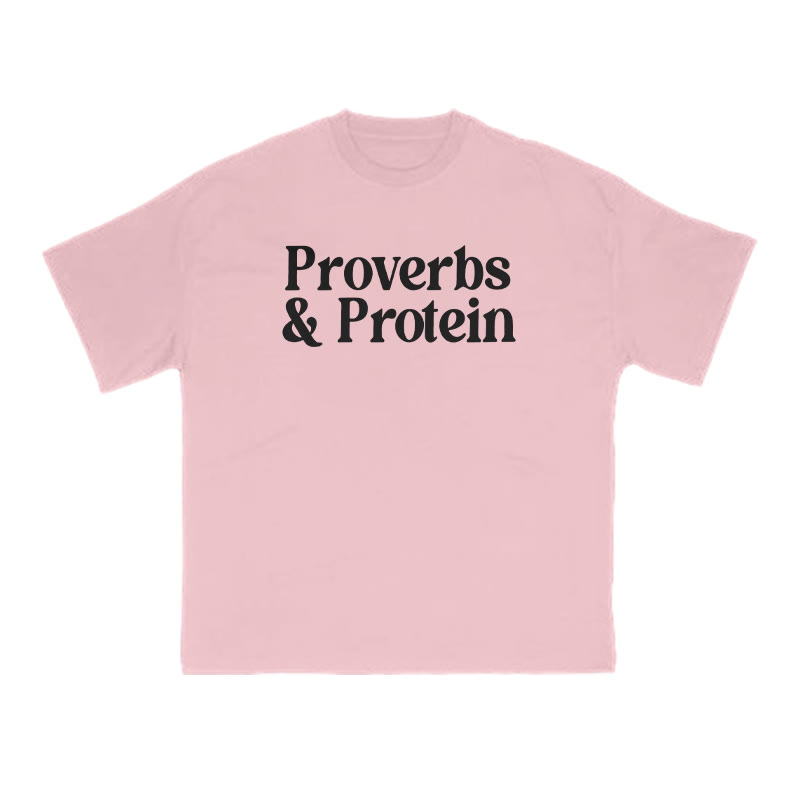 Proverbs & Protein Print T-shirt - Pink - US16-18(2XL) - image 7