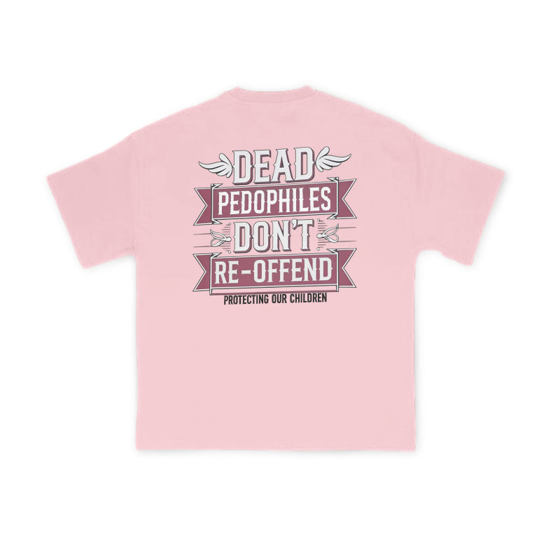 Dead Pedophiles Don't Re-offend Wings Print T-shirt - Pink - US16-18(2XL) - image 7