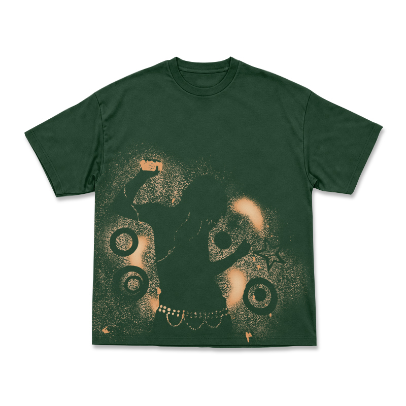 Streetwear Spray Art Portrait Art Graphic Print T-shirt - Green - US16-18(2XL) - image 15