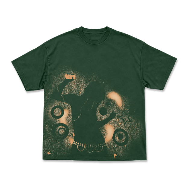 Streetwear Spray Art Portrait Art Graphic Print T-shirt - Green - US16-18(2XL) - image 15