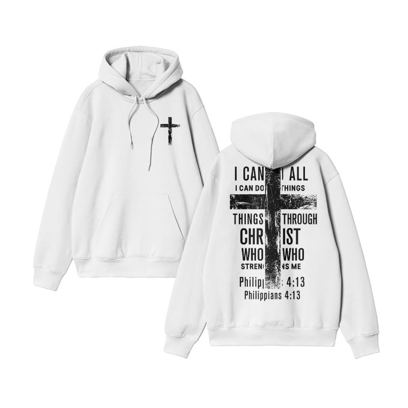 Unisex 100% Cotton I Can Do All Things Philippians 4:13 Print Hoodie - White - US16-18(2XL) - image 3