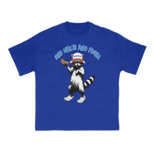 Red White And Feral Print T-shirt - Blue - US16-18(2XL) - image 9