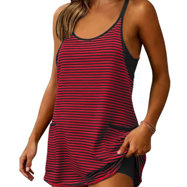 Women's Casual Striped Sleeveless Pockets Dress - image 7