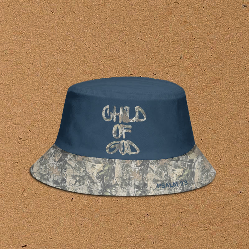 Child Of God Dead Leaves Camouflage Patchwork Print Bucket Hat - Blue - XL(62cm) - image 4