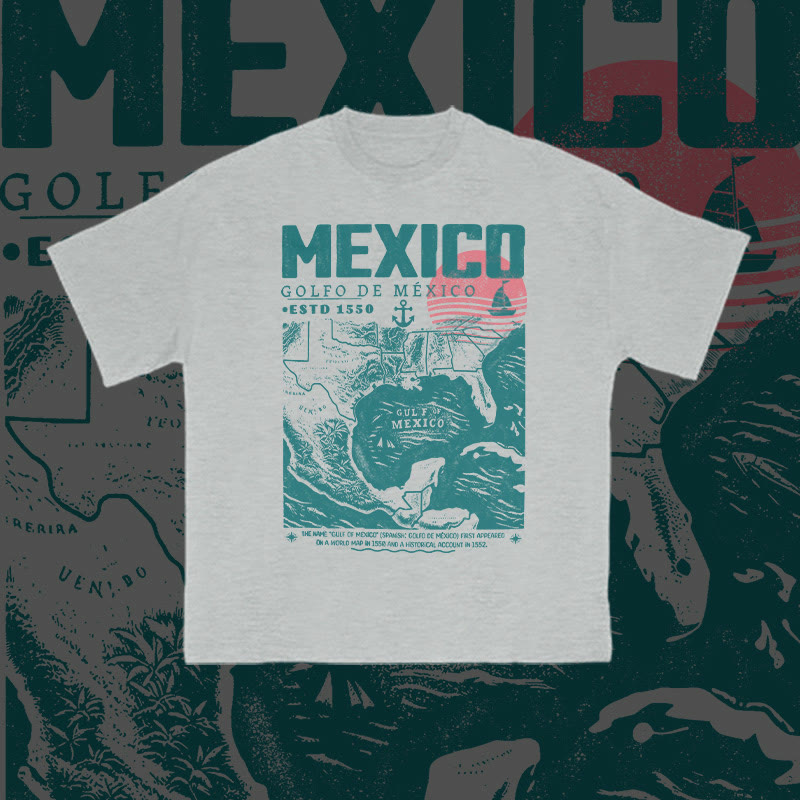 Unisex 100% Cotton Golfo De Mexico Print T-shirt