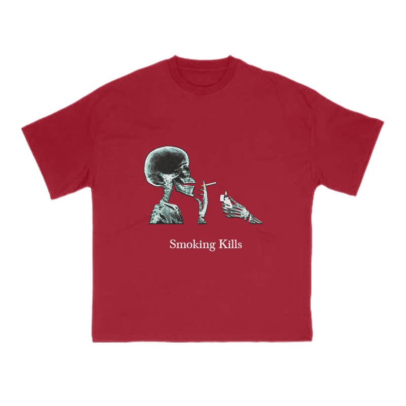 Smoking Kills Print T-shirt - Red - US16-18(2XL) - image 8