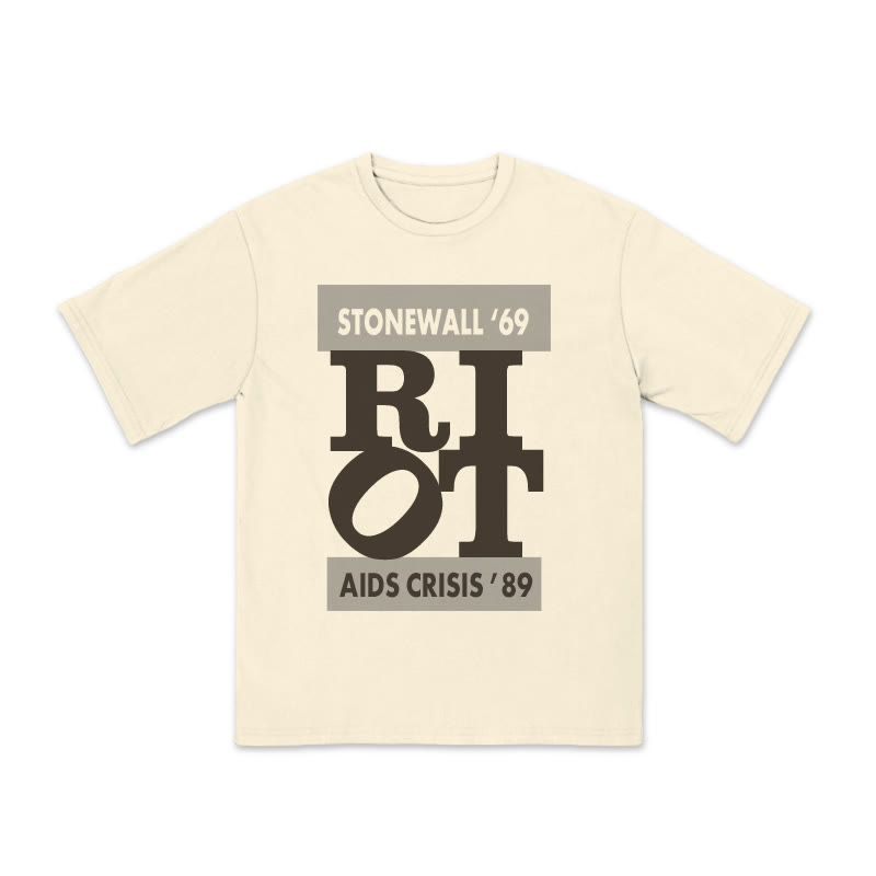 Unisex 100% Cotton Stonewall '69 Riot Print Pride Month T-shirt - Apricot - US20-22(3XL) - image 4