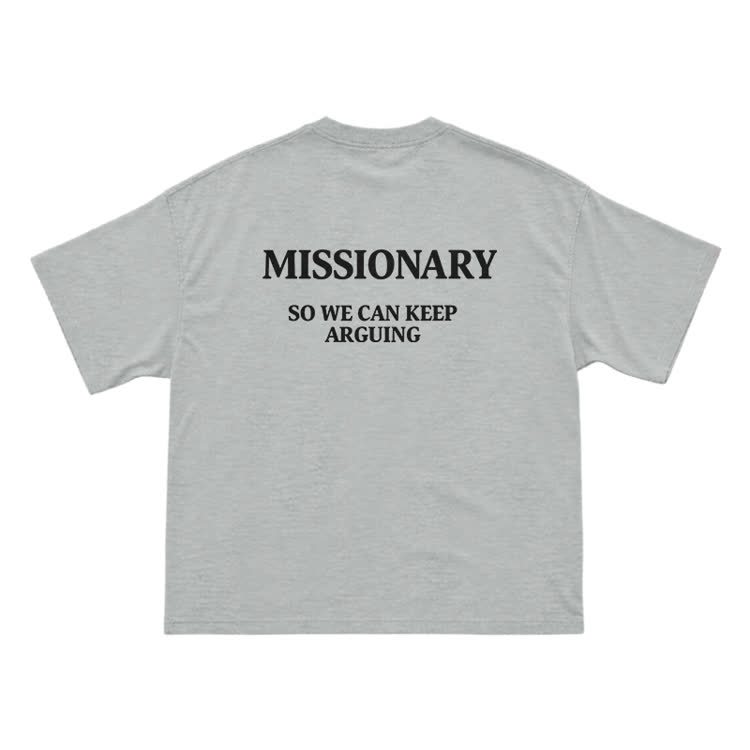 Missionary So We Can Keeparguing Graphic Print T-Shirt - Grey - US16-18(2XL) - image 3