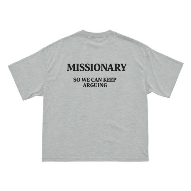 Missionary So We Can Keeparguing Graphic Print T-Shirt - Grey - US16-18(2XL) - image 3