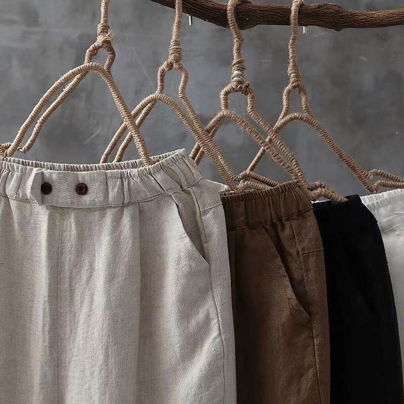 Casual Button Pocket Cropped Trousers - image 5