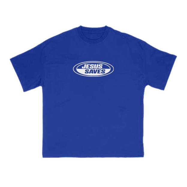 Jesus Saves Vintage Print T-shirt - Blue - US16-18(2XL) - image 10