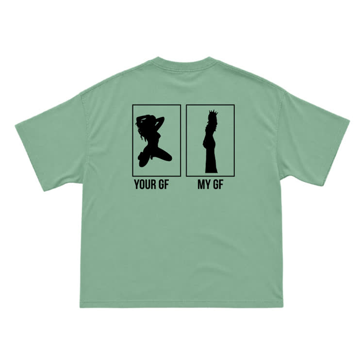 Your GF My GF Statement Short Sleeve T-Shirt - Light Green - US16-18(2XL) - image 4