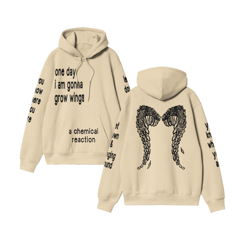 Unisex One Day I Am Gonna Grow Wings Print Hoodie - Apricot - US16-18(2XL) - image 11