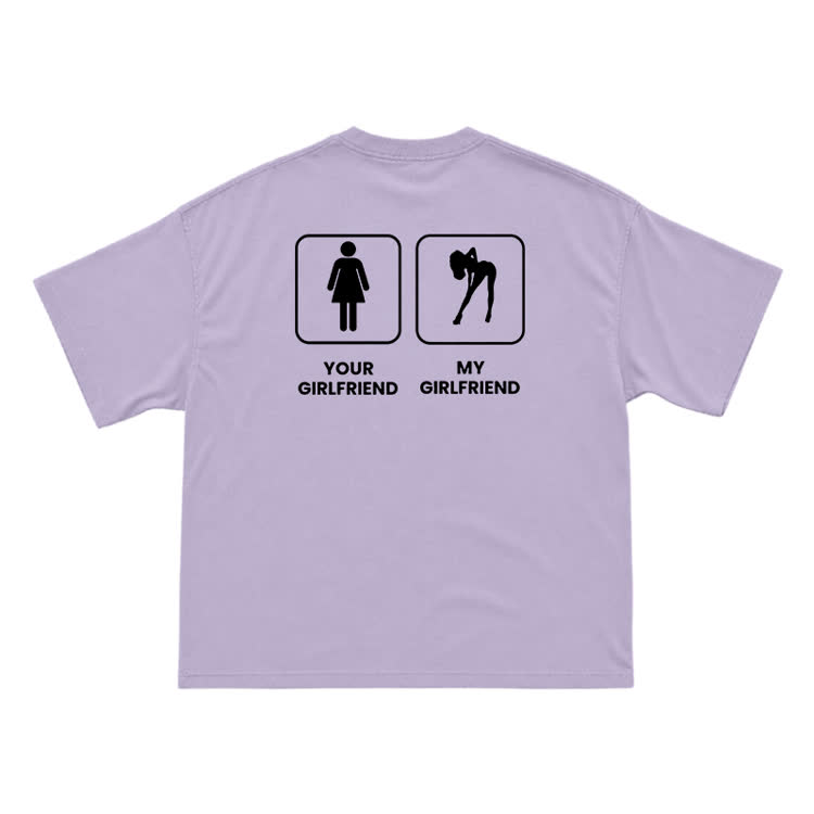 Funny Your Girlfriend My Girlfriend Back Graphic T-Shirt - Purple - US16-18(2XL) - image 5