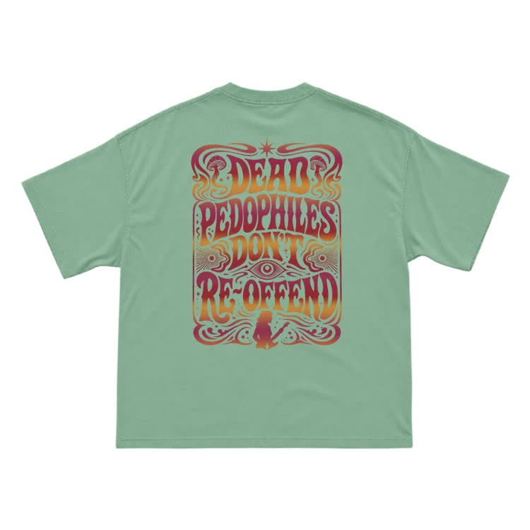 Vintage Psychedelic Back Graphic T-Shirt - Light Green - US16-18(2XL) - image 4