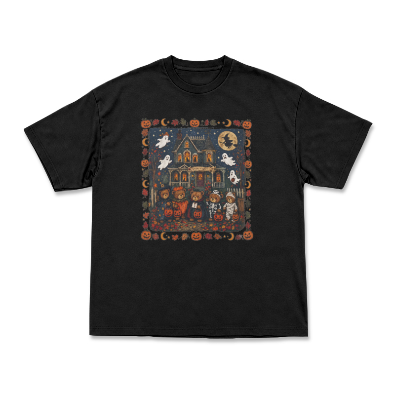 Halloween Haunted House Graphic T-Shirt - Black - US16-18(2XL) - image 9