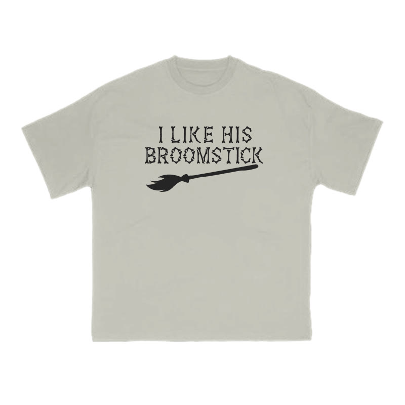 Unisex 100% Cotton I Like His Broomstick Halloween Print Couple T-shirt - Warm Grey - US16-18(2XL) - image 4