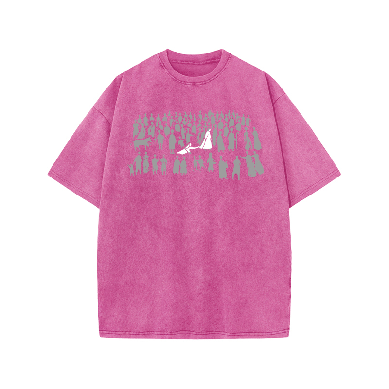 Vintage Silhouette Graphic Graphic Print Acid Washed T-shirt - Pink - US20-22(3XL) - image 8