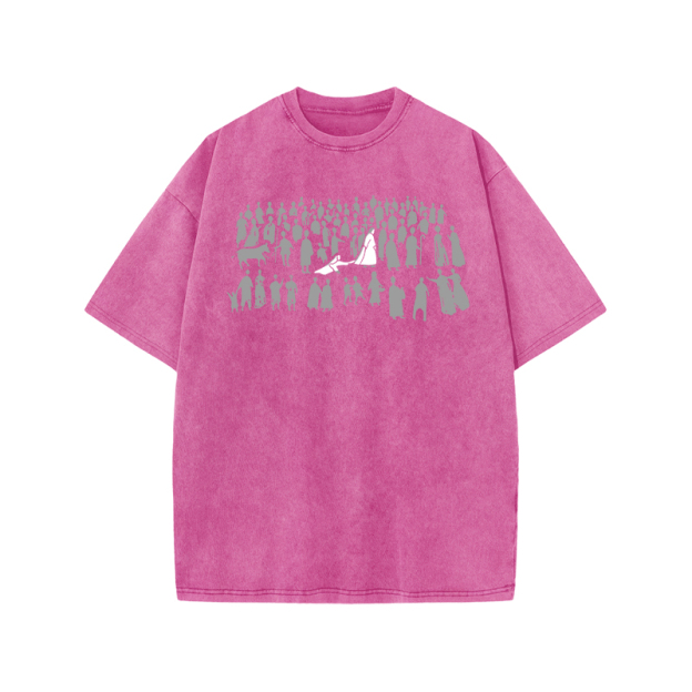 Vintage Silhouette Graphic Graphic Print Acid Washed T-shirt - Pink - US20-22(3XL) - image 8