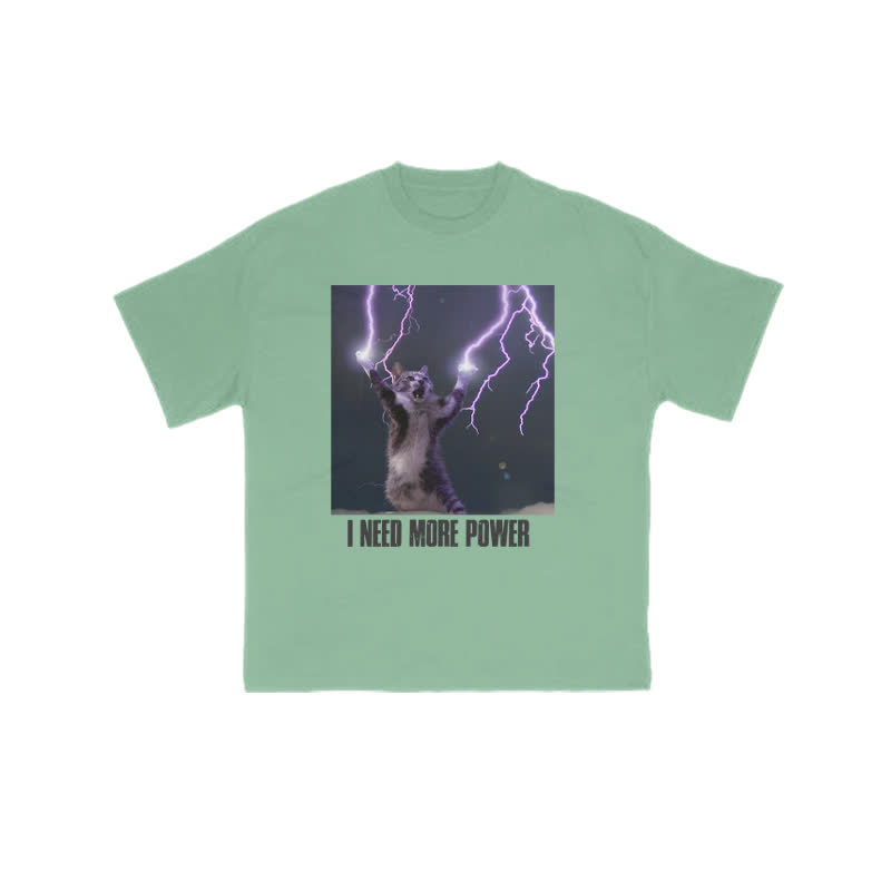 Unisex 100% Cotton I Need More Power Print T-shirt - Green - US16-18(2XL) - image 7