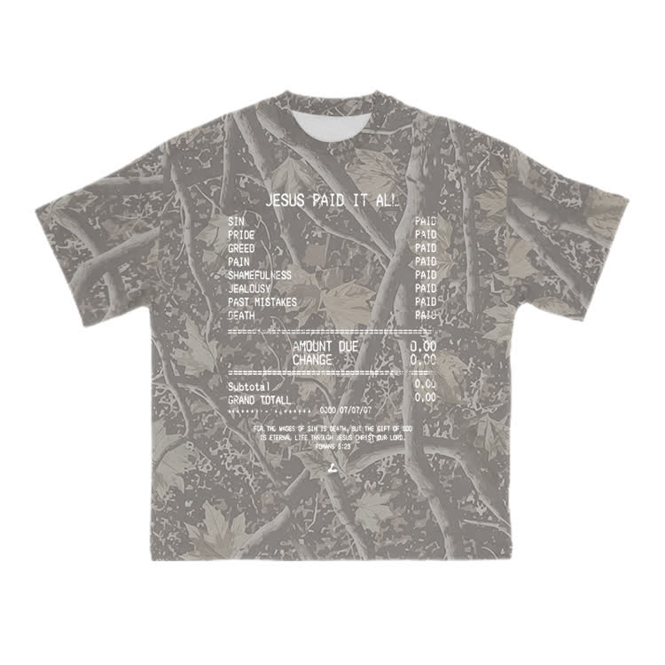 Jesus Paid It All Camo Print T-shirt - Khaki - 8XL - image 3