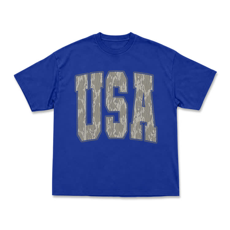 Camo USA Print T-Shirt - Blue - US16-18(2XL) - image 10