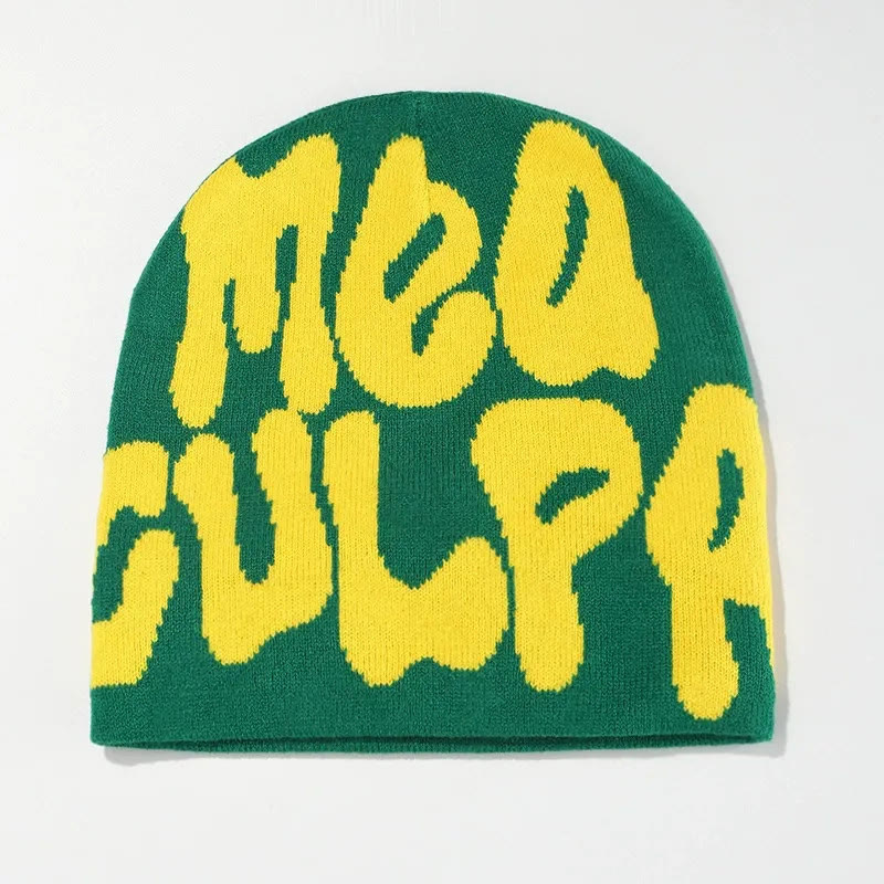 Mea Culpa Pattern Knit Hat - Green - one size - image 24