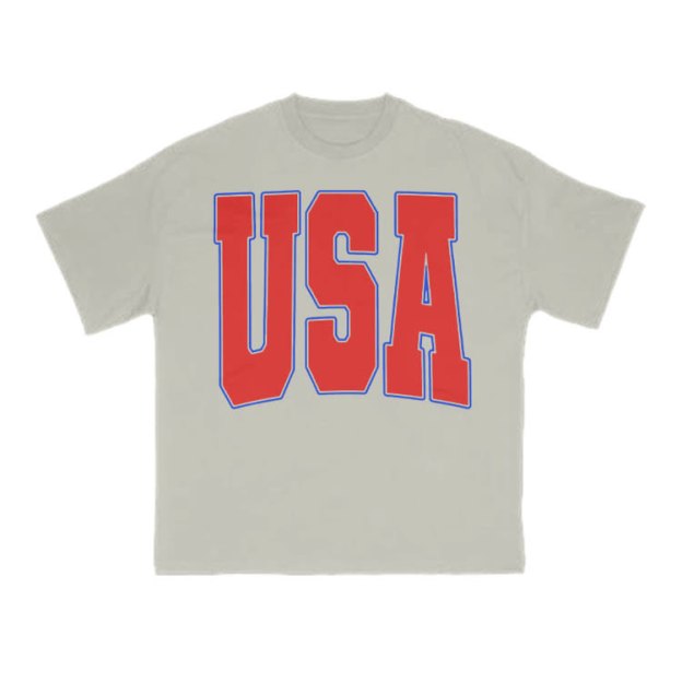 USA Print T-shirt - Warm Grey - US16-18(2XL) - image 5