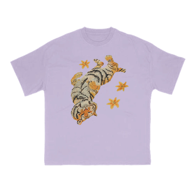 Lazy tiger Print T-shirt - Purple - US16-18(2XL) - image 7