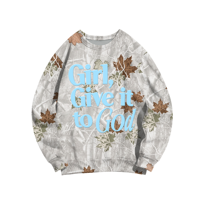 Faith Inspired Girl Give It To God Camo Forget Sweatshirt - Autumn Leaf Camo - 3XL - image 8