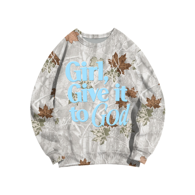 Faith Inspired Girl Give It To God Camo Forget Sweatshirt - Autumn Leaf Camo - 3XL - image 8