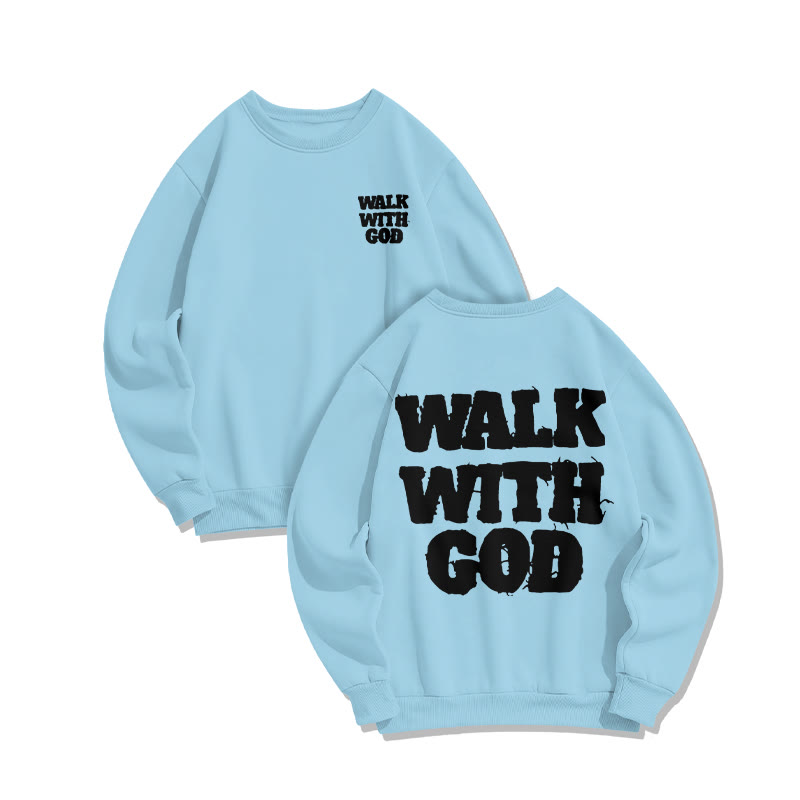 Unisex Walk With God Print Sweatshirt - Blue - US16-18(2XL) - image 9