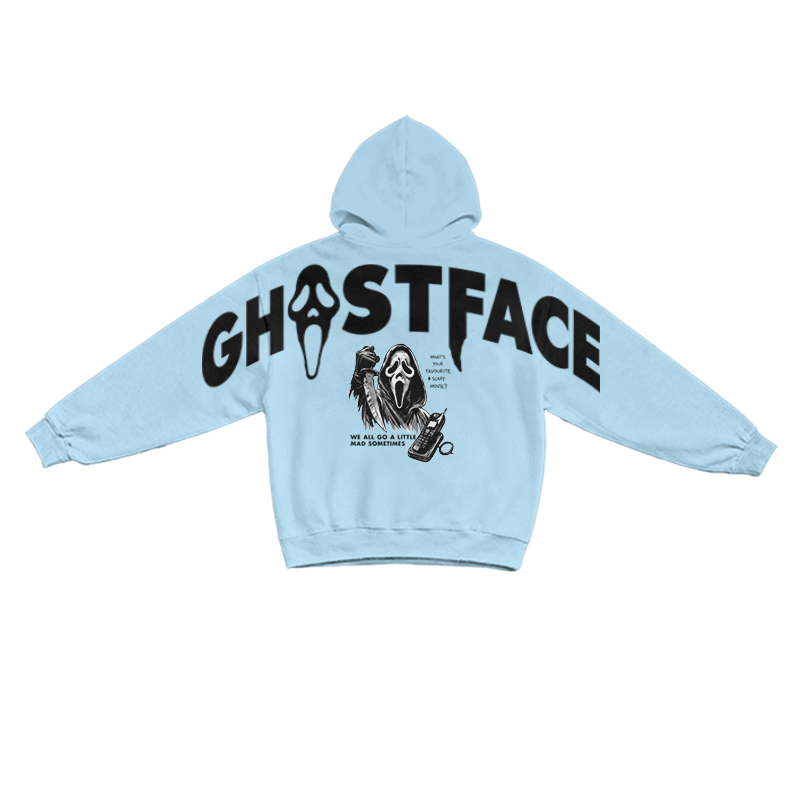 Streetwear Ghostface Long Sleeve Graphic Print Hoodie - Blue - US16-18(2XL) - image 4