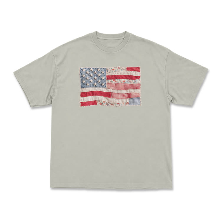Vintage Flag Graphic Print T-Shirt - Warm Grey - US16-18(2XL) - image 7