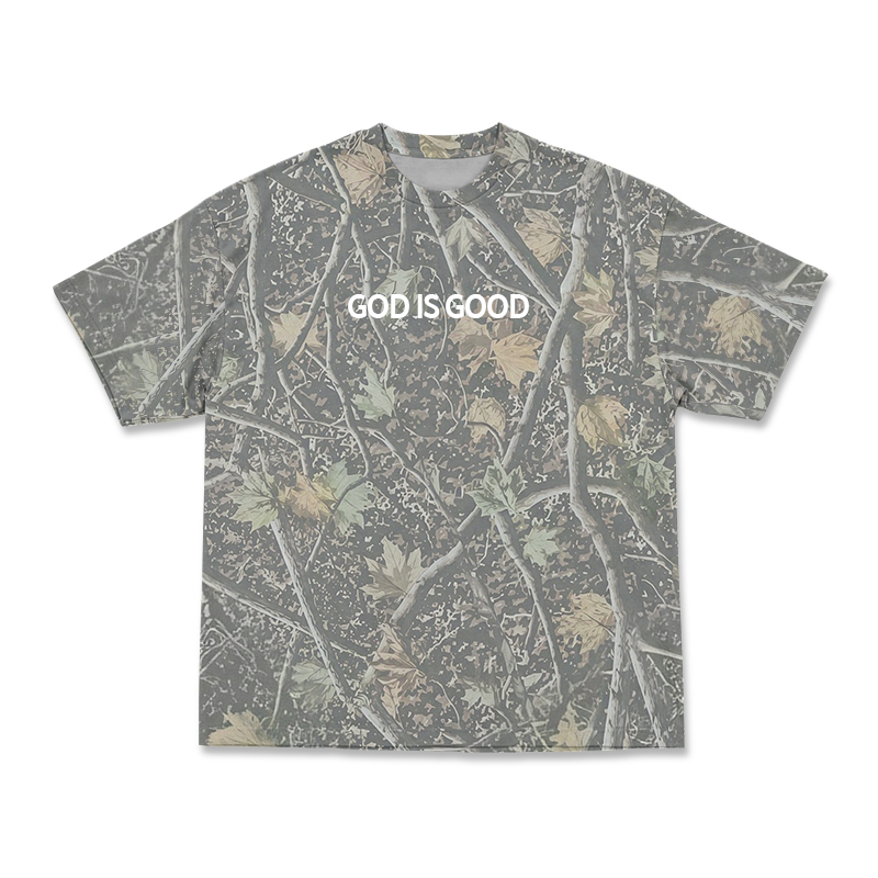 GOD IS GOOD Camo Print T-shirt - Olive Camo - 5XL - image 11