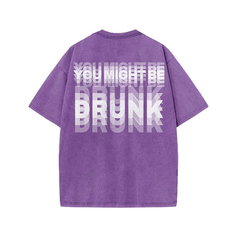 You Might Be Drunk Glitch Effect Print Acid Washed T-shirt - Purple - US20-22(3XL) - image 8