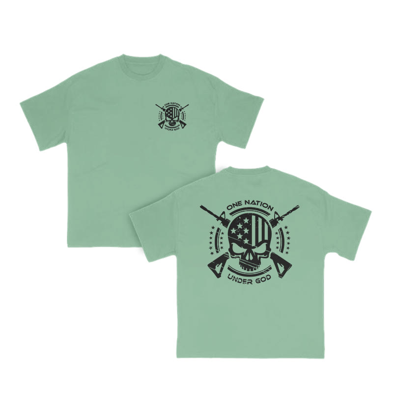 Unisex 100% Cotton One Nation Under God Print T-shirt - Green - US16-18(2XL) - image 8