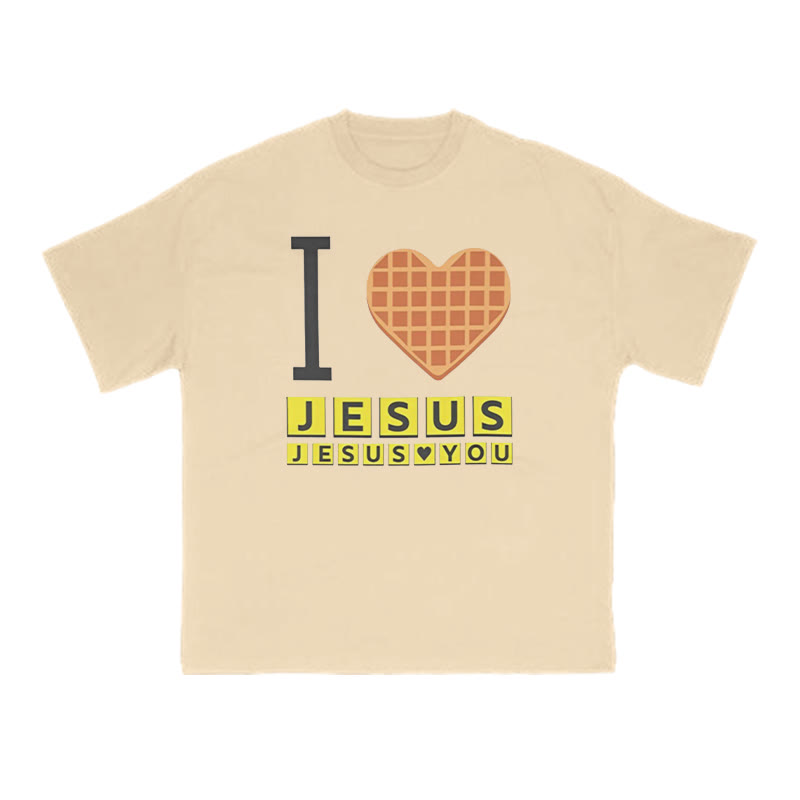 Unisex I Love Jesus Jesus Loves You Print T-shirt - Apricot - US16-18(2XL) - image 5