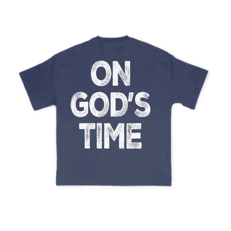 On God's Time Print T-shirt - Navy Blue - US16-18(2XL) - image 12