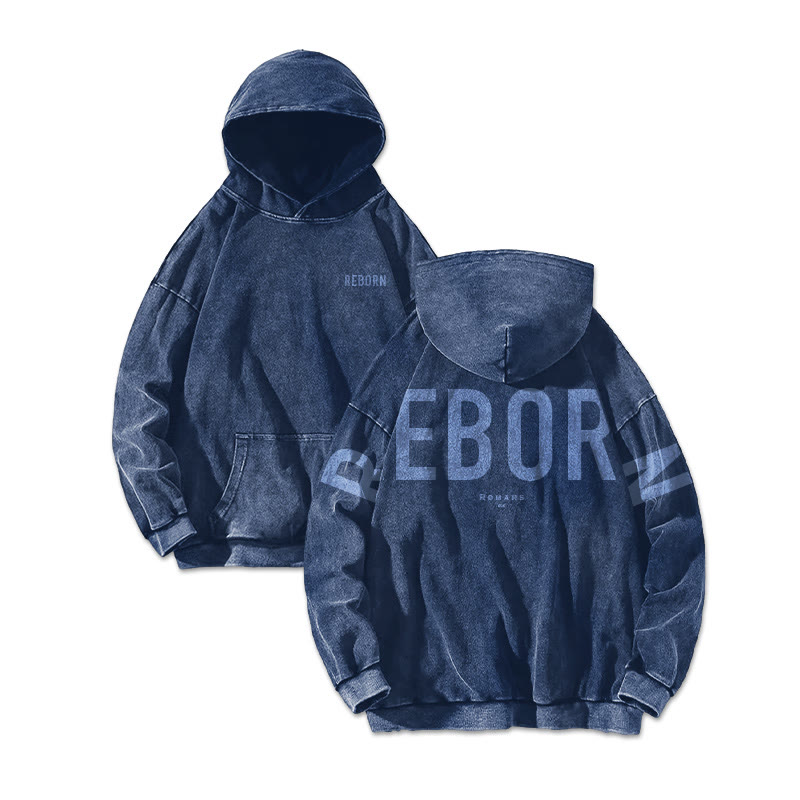 Reborn Romans 6:4 Printed Washed Hoodie  - Blue - US16-18(2XL) - image 5