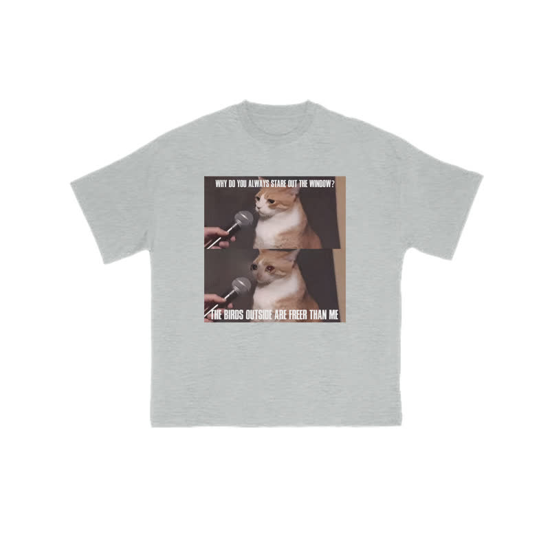 Unisex 100% Cotton A Cat With A Story Print T-shirt - Grey - US16-18(2XL) - image 3